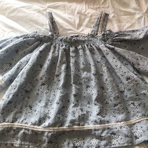 Off The Shoulder Floral Blue Top